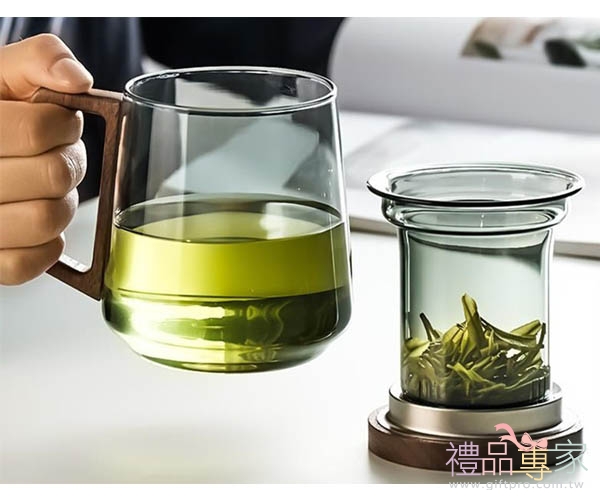 木柄耐熱玻璃泡茶杯